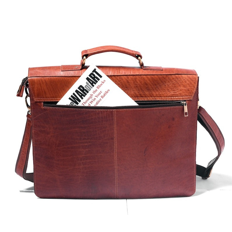 Leather Messenger Briefcase for Men- Personalized Laptop Bag image 1