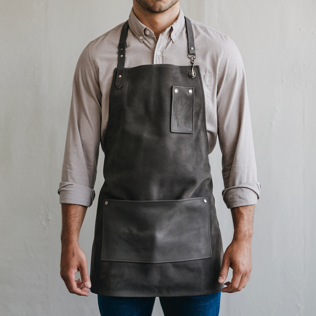 Finlay Leather Charcoal Goatskin Suede Apron image 0