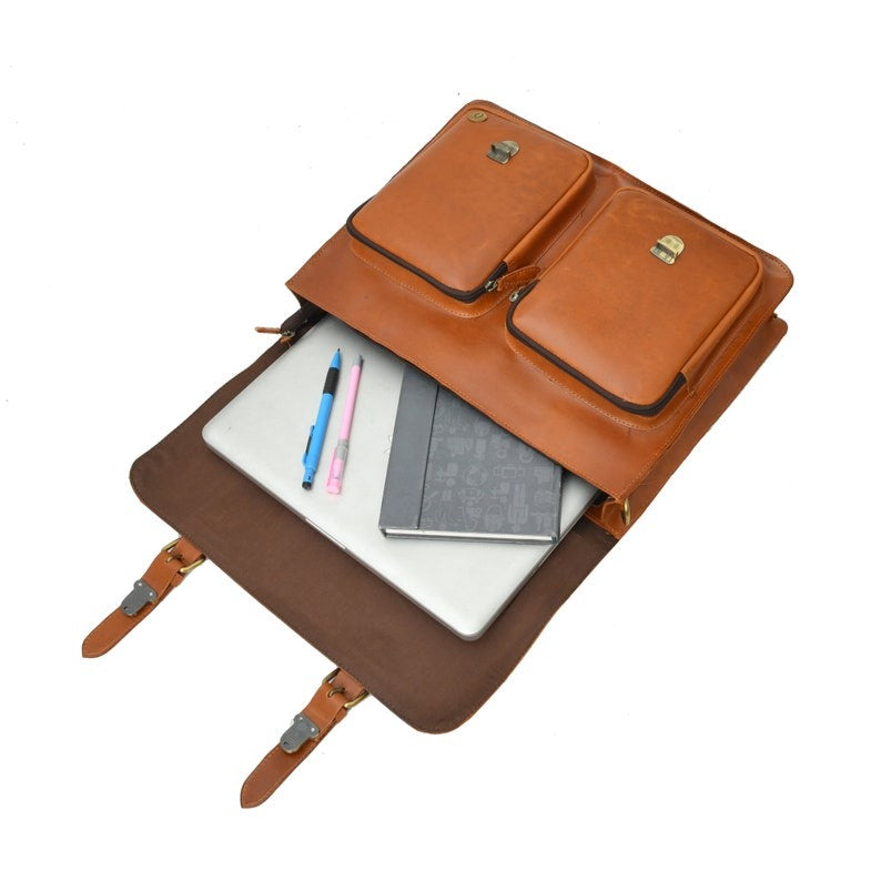Christmas Gifts for Men-Handmade Leather Laptop Bag & Briefcase image 3