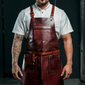 RazorEdge Maroon Crazy Horse Leather Barber Apron image 0