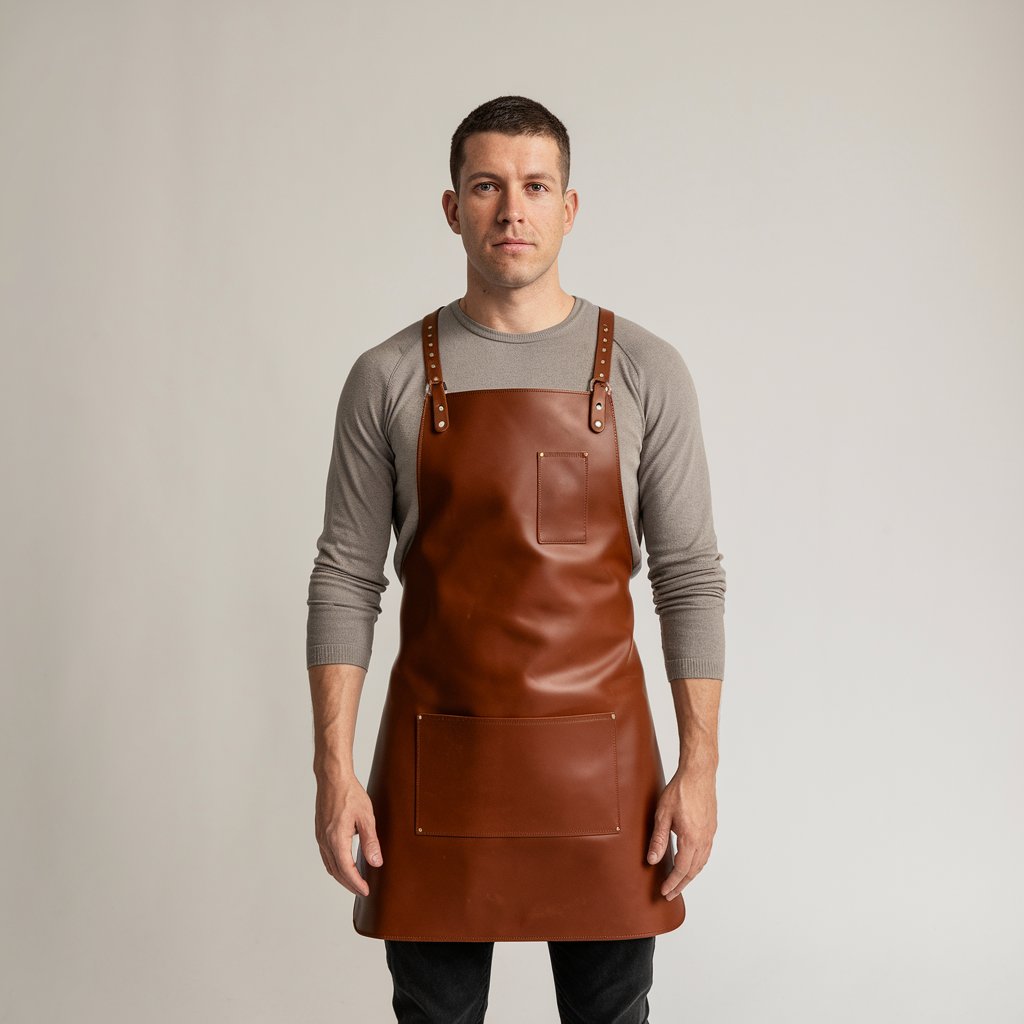Grayson 2 Pocket Brown Cowhide Leather Apron image 0