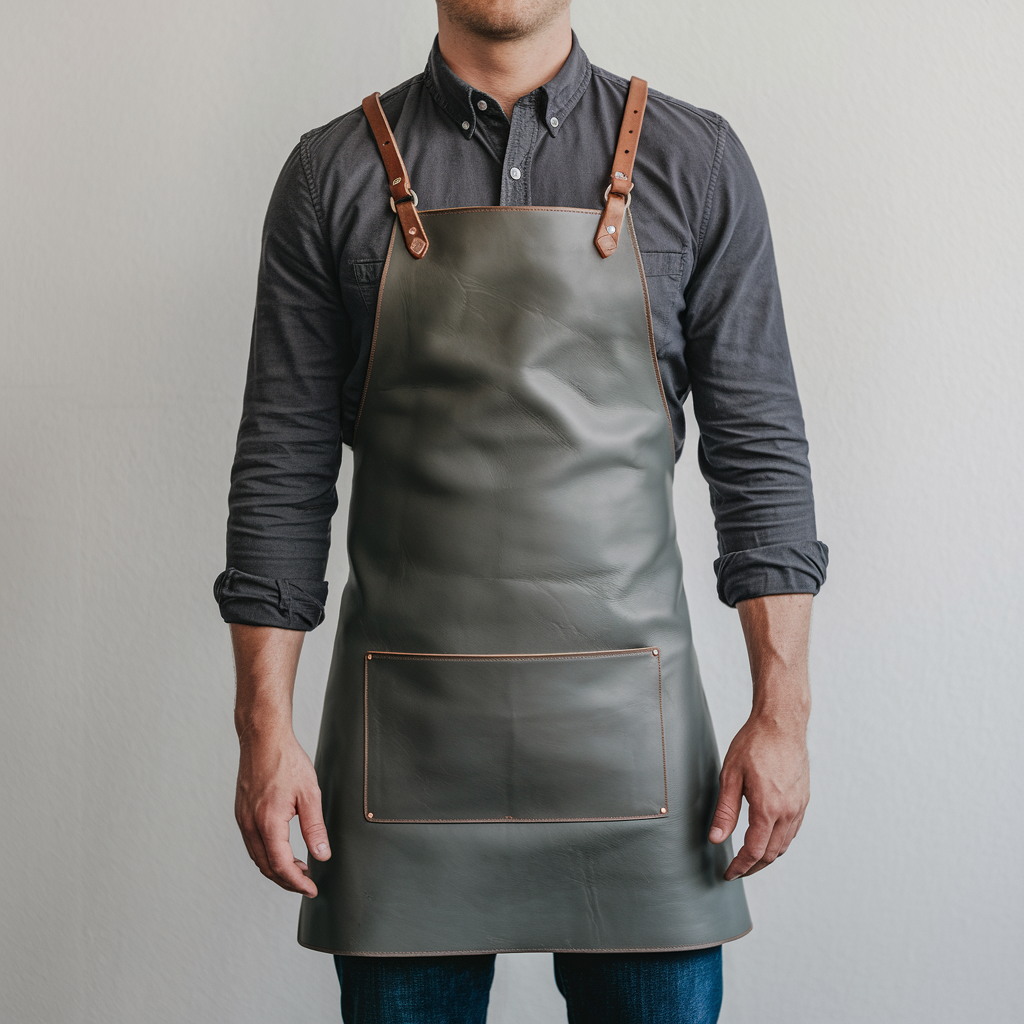 Conrad 1 Poccket Grey Crazyhorse Leather Apron image 0