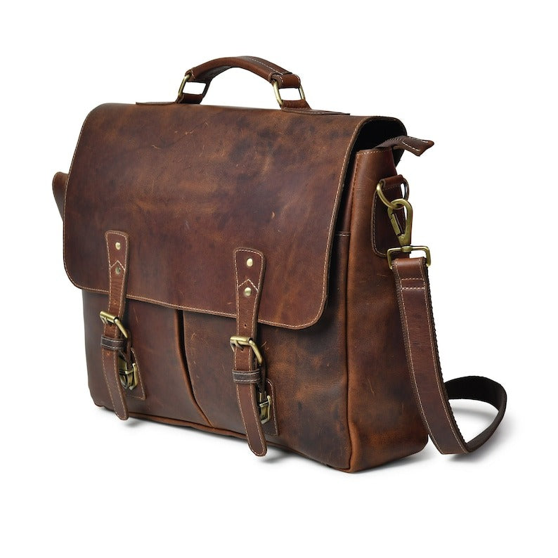 Personalized Leather Messenger Bag–Monogrammed Travel & Laptop Satchel for Men image 3