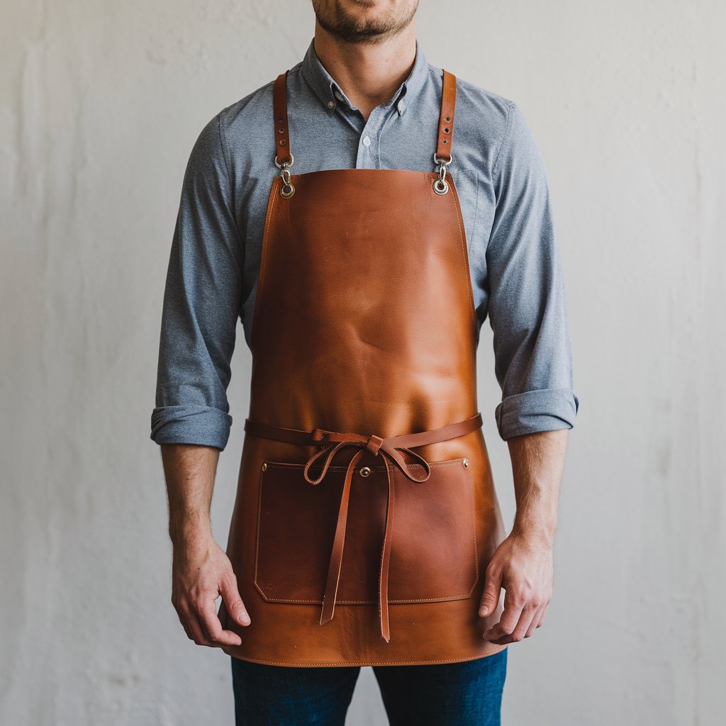 Carson 1 Pocket Tan Crazyhorse Leather Apron image 0