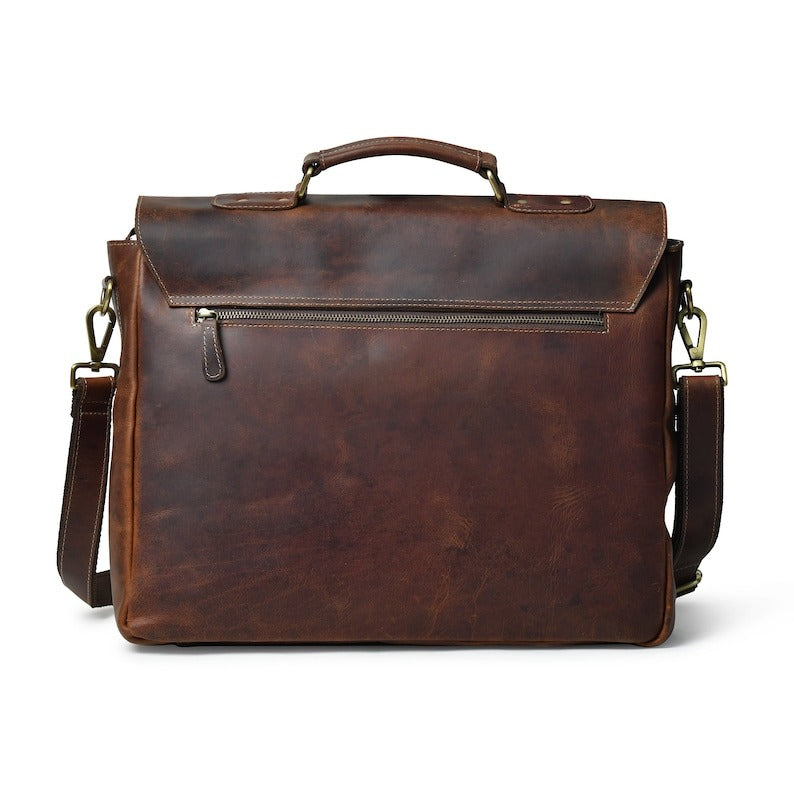Personalized Leather Messenger Bag–Monogrammed Travel & Laptop Satchel for Men image 1