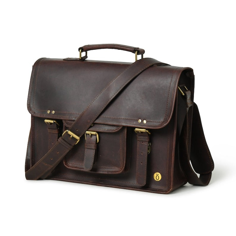 Personalized Leather Laptop Bag – Buffalo Messenger image 3