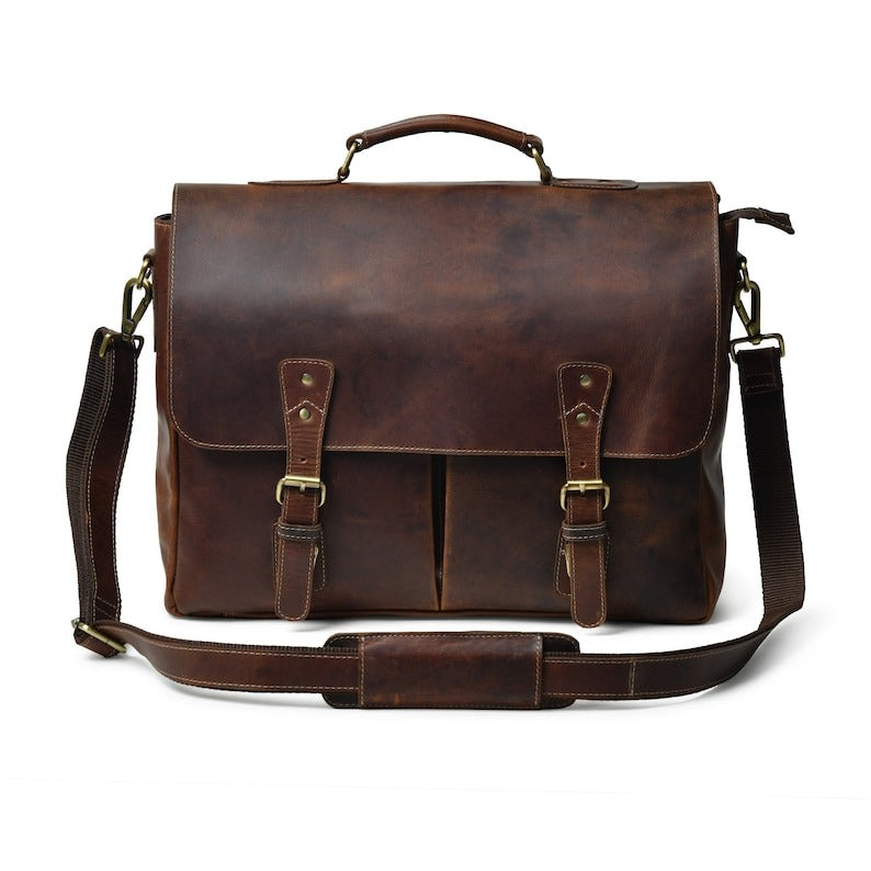 Personalized Leather Messenger Bag–Monogrammed Travel & Laptop Satchel for Men image 7